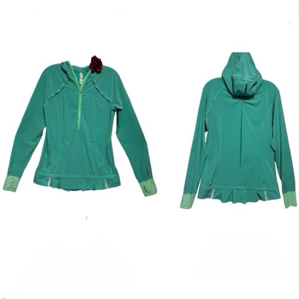Lululemon Vintage Green Rulu Half-Zip Running Hoodie Sweatshirt Size Small